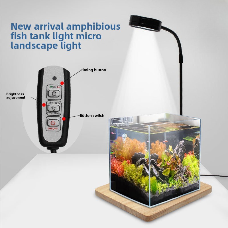 Aquarium Plant On Wood - USB Timed Dimming Ultra-White Aquarium Spotlight